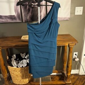 Valerie Bertinelli Womens Asymmetrical Layered Cocktail Dress